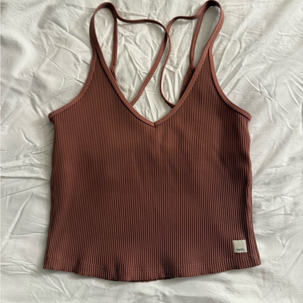 Vuori Ribbed Camisole in Rust Brown/Pink